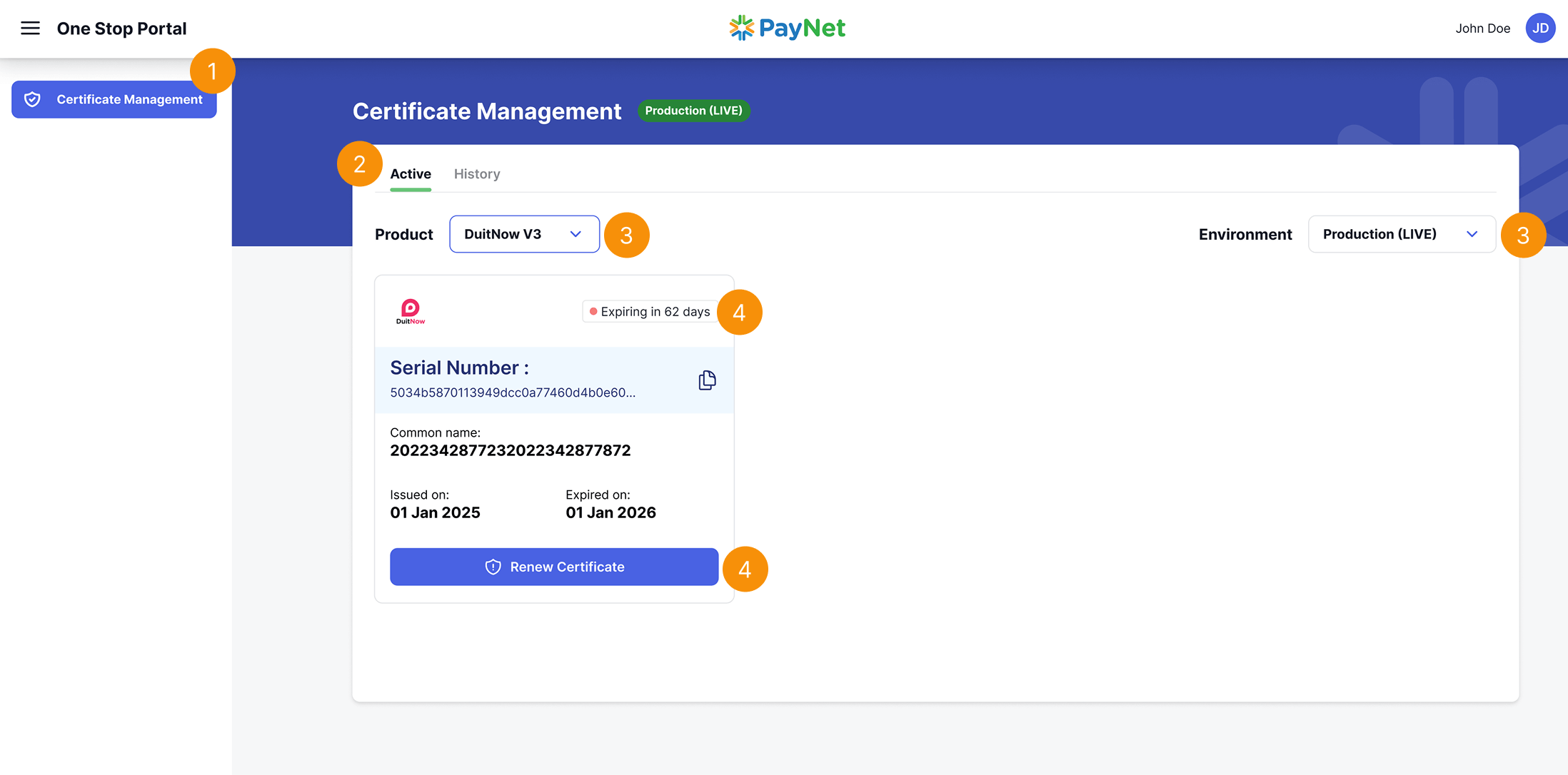 PayNet One Stop Portal Login Page